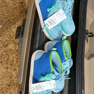 Billy kids zip high top sneakers Vibrant Blue and Green Kids Sneakers size 1 & 2